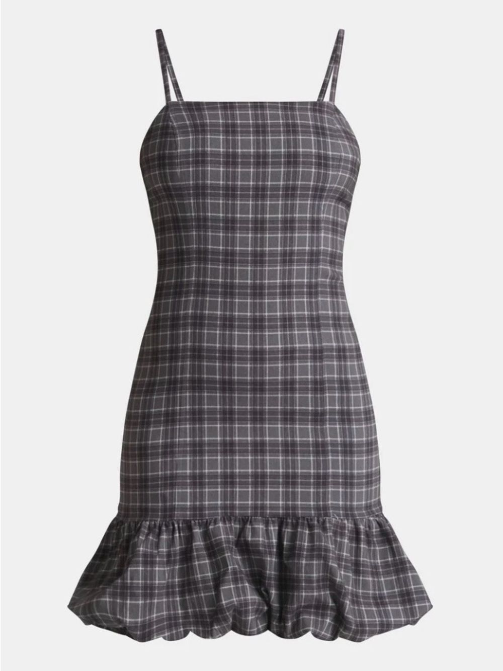 Madden NYC Plaid Preppy Grunge Bubble Hem Mini Dress Party Festival  SZ XXL Gray